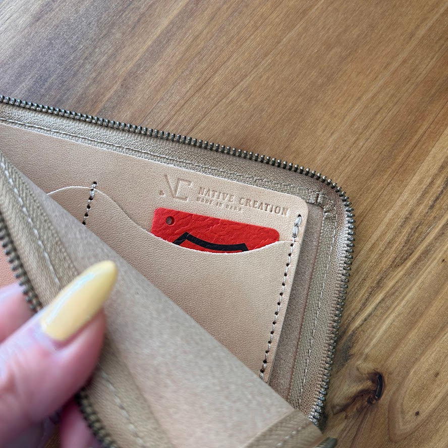 【訳あり品10】 L字ファスナー薄型長財布 栃木レザー NATURAL NC3749