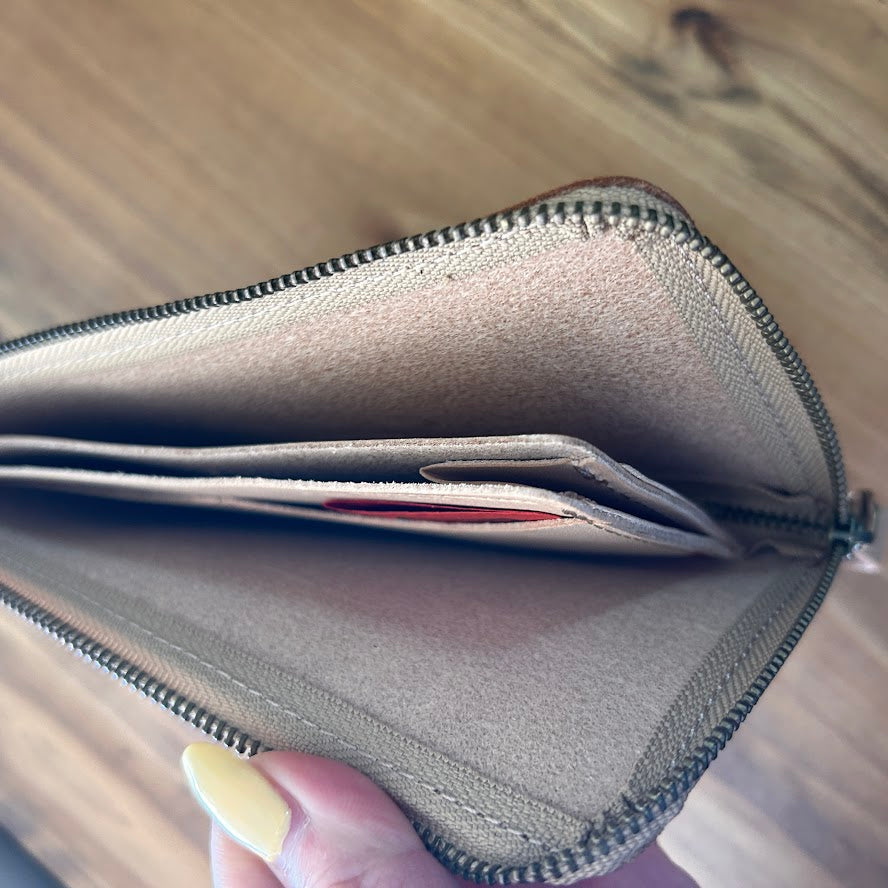 【訳あり品10】 L字ファスナー薄型長財布 栃木レザー NATURAL NC3749