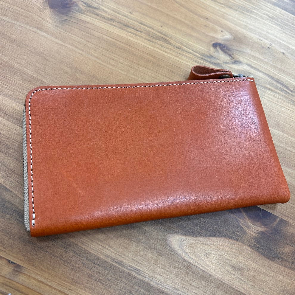 【訳あり品27】L字ファスナー薄型長財布 栃木レザー ORANGE NC3749