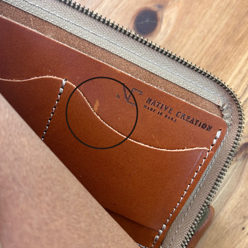 【訳あり品9】 L字ファスナー薄型長財布 栃木レザー BROWN NC3749