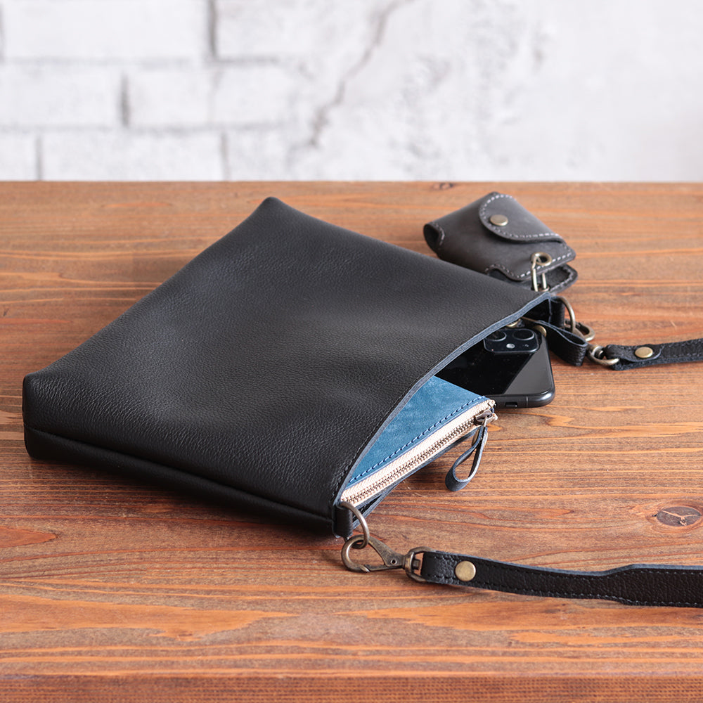 【浅型-中サイズ】姫路レザー シンプルを極めたレザーサコッシュ NC3420s