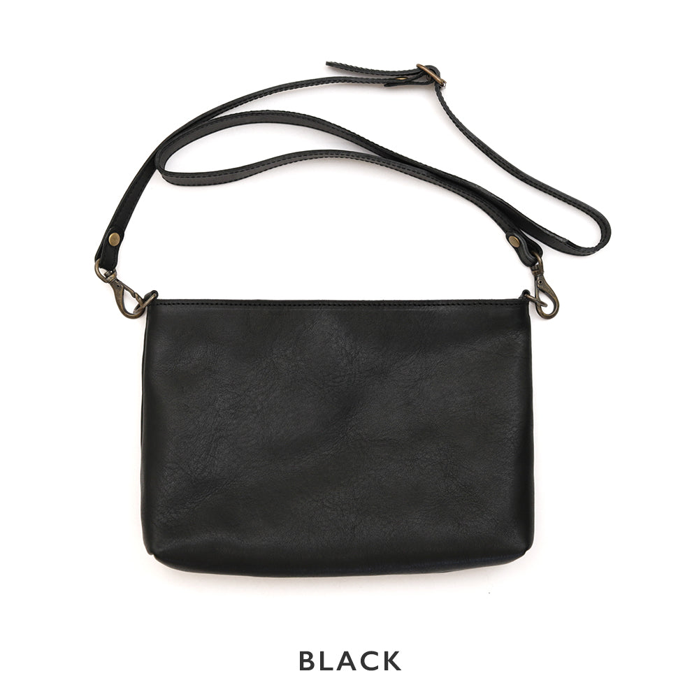 【浅型-中サイズ】栃木レザー シンプルを極めたレザーサコッシュ NC3420v