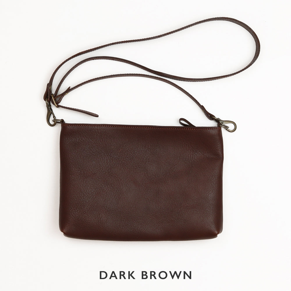 【浅型-中サイズ】栃木レザー シンプルを極めたレザーサコッシュ NC3420v