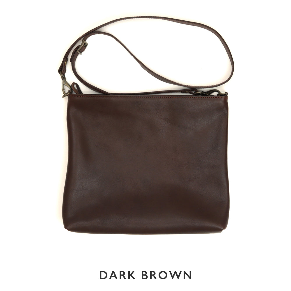 【深型-中サイズ】栃木レザー シンプルを極めたレザーサコッシュ NC3422v