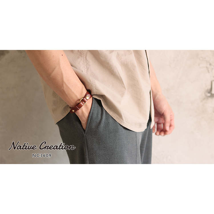 Two-step size adjustable leather bracelet NC3609