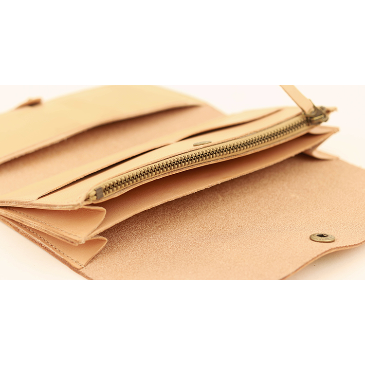 【三つ折りロングウォレット】栃木レザーナチュラル NC3738-NTR