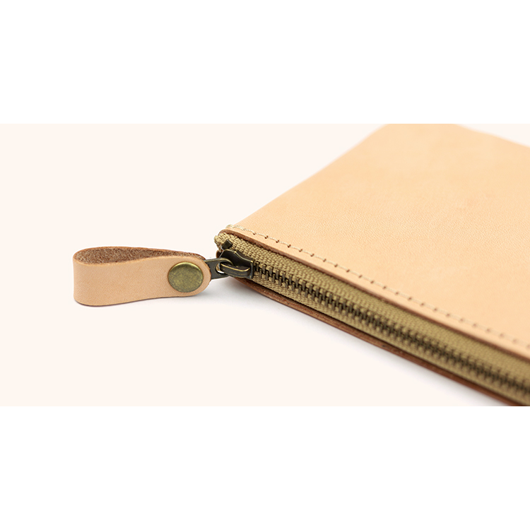 Natural leather L-shaped zipper thin long wallet NC3749-NTR