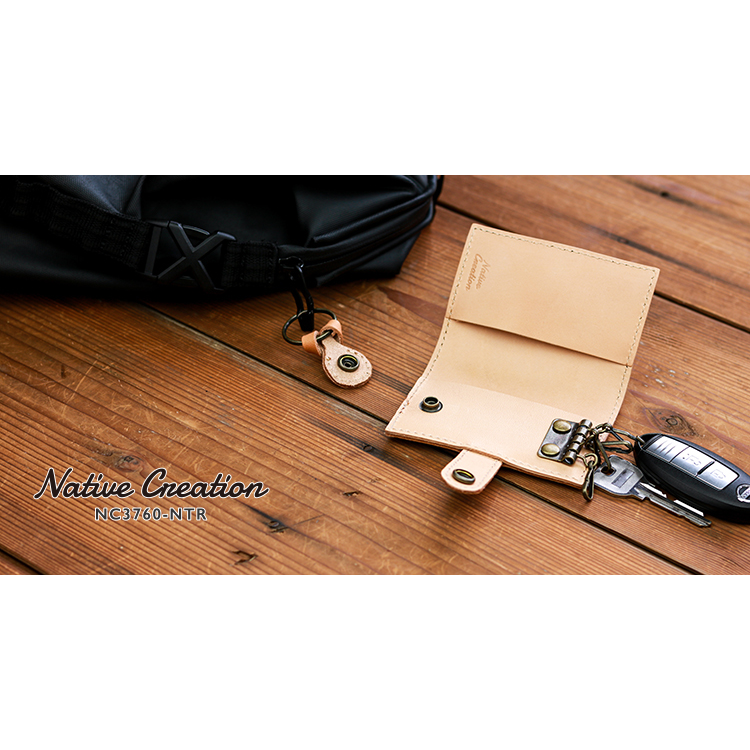 Natural leather bi-fold 4-key case NC3760-NTR