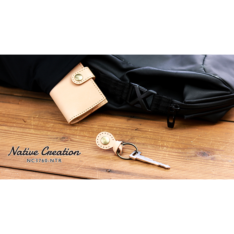 Natural leather bi-fold 4-key case NC3760-NTR