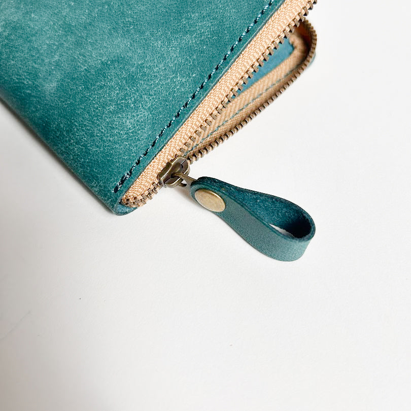 【訳あり品4】 L字ファスナー薄型ミニ財布 イタリアンレザー COBALT NC3746w