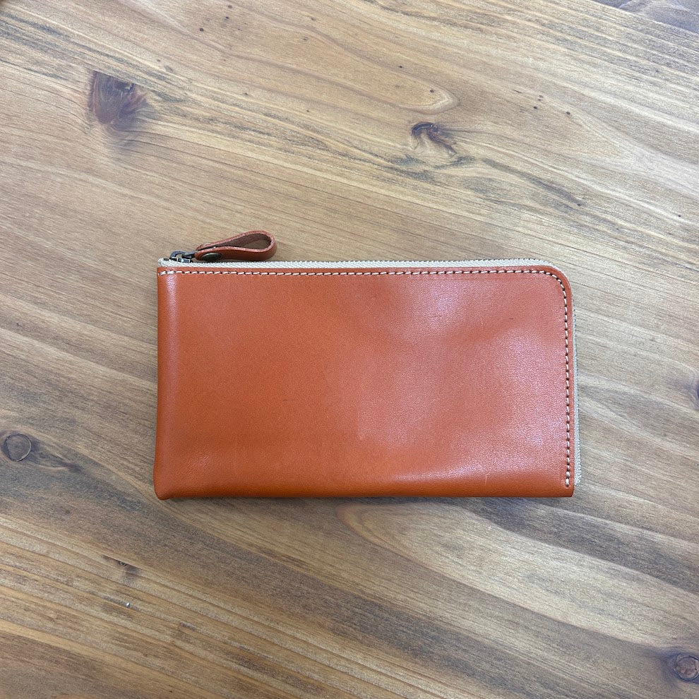 【訳あり品27】L字ファスナー薄型長財布　栃木レザー　ORANGE　NC3749