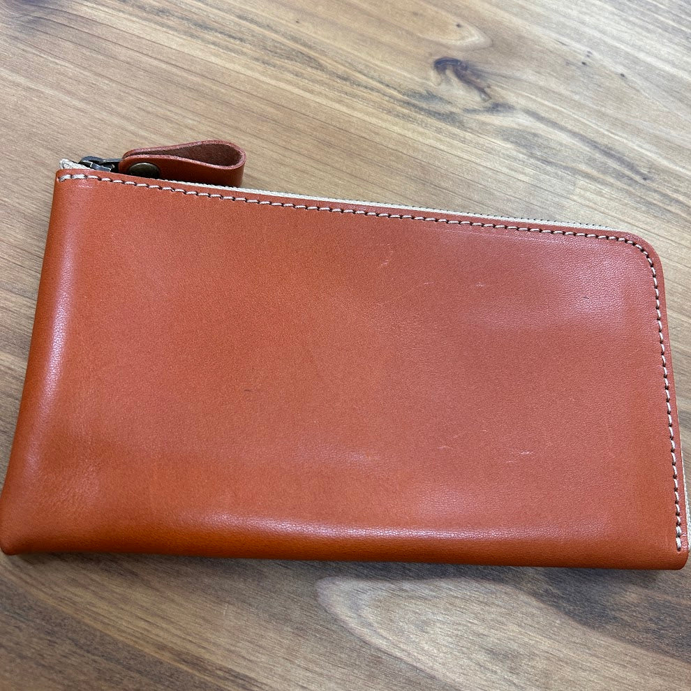 【訳あり品27】L字ファスナー薄型長財布　栃木レザー　ORANGE　NC3749