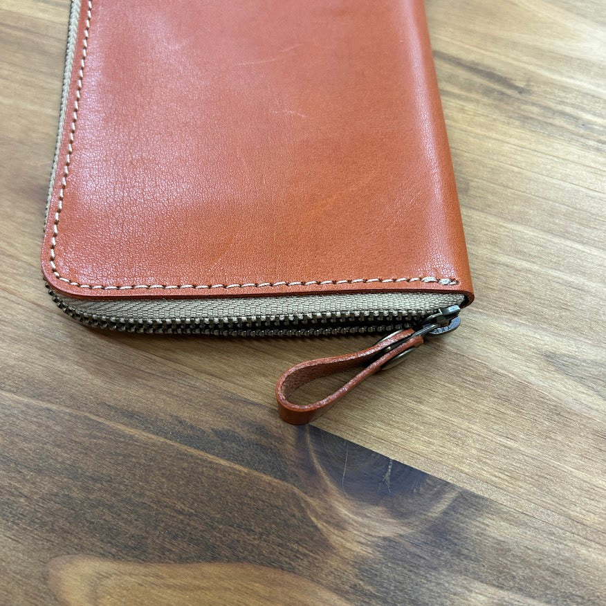 【訳あり品27】L字ファスナー薄型長財布　栃木レザー　ORANGE　NC3749