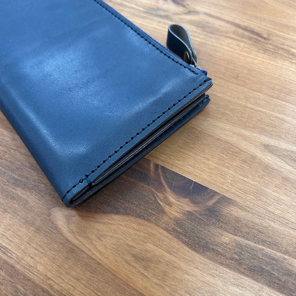 【訳あり品30】L字ファスナー長財布　栃木レザー　NAVY　NC3785