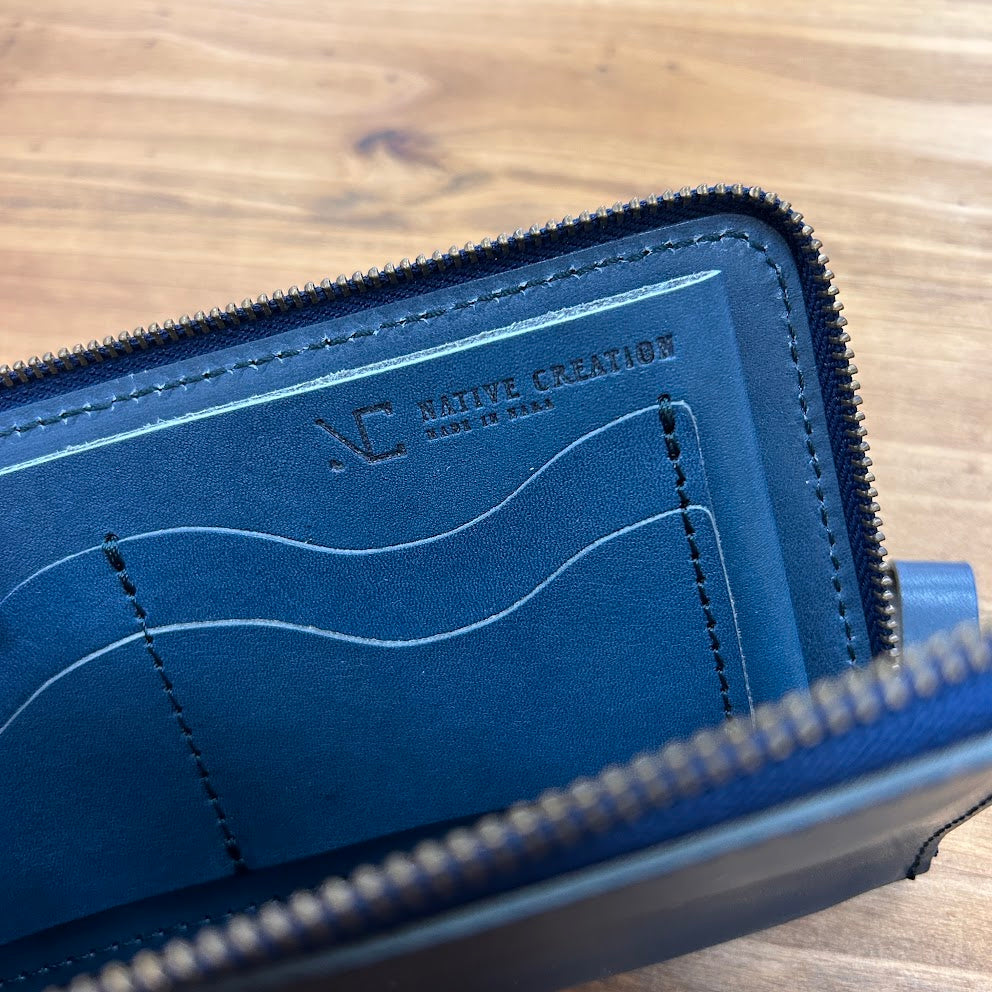 【訳あり品30】L字ファスナー長財布　栃木レザー　NAVY　NC3785