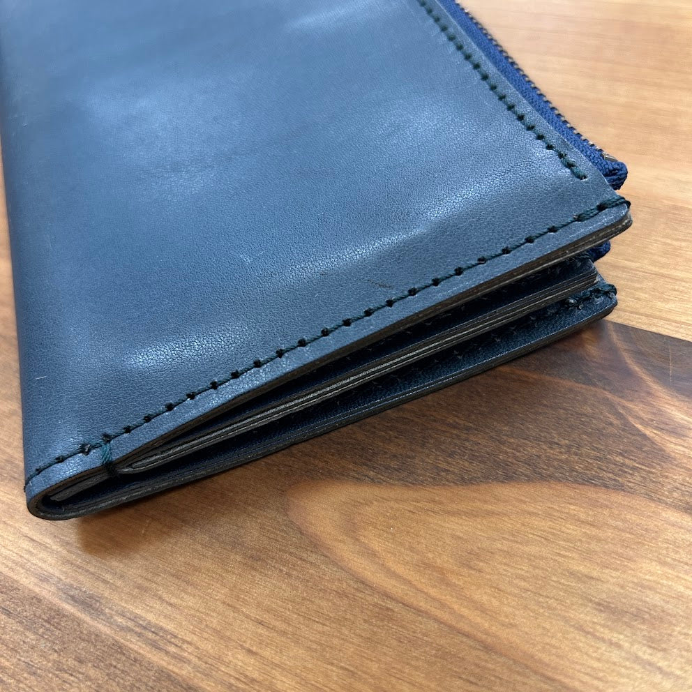 【訳あり品30】L字ファスナー長財布　栃木レザー　NAVY　NC3785