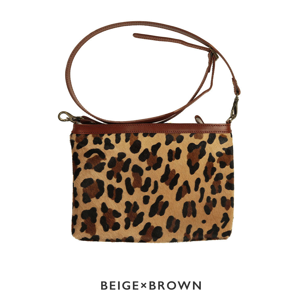 予約割20%実施中！【小サイズ】レザーファー(豹柄)サコッシュ NC3419FL
