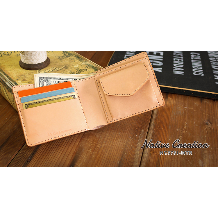 Natural leather bi-fold wallet NC3731-NTR