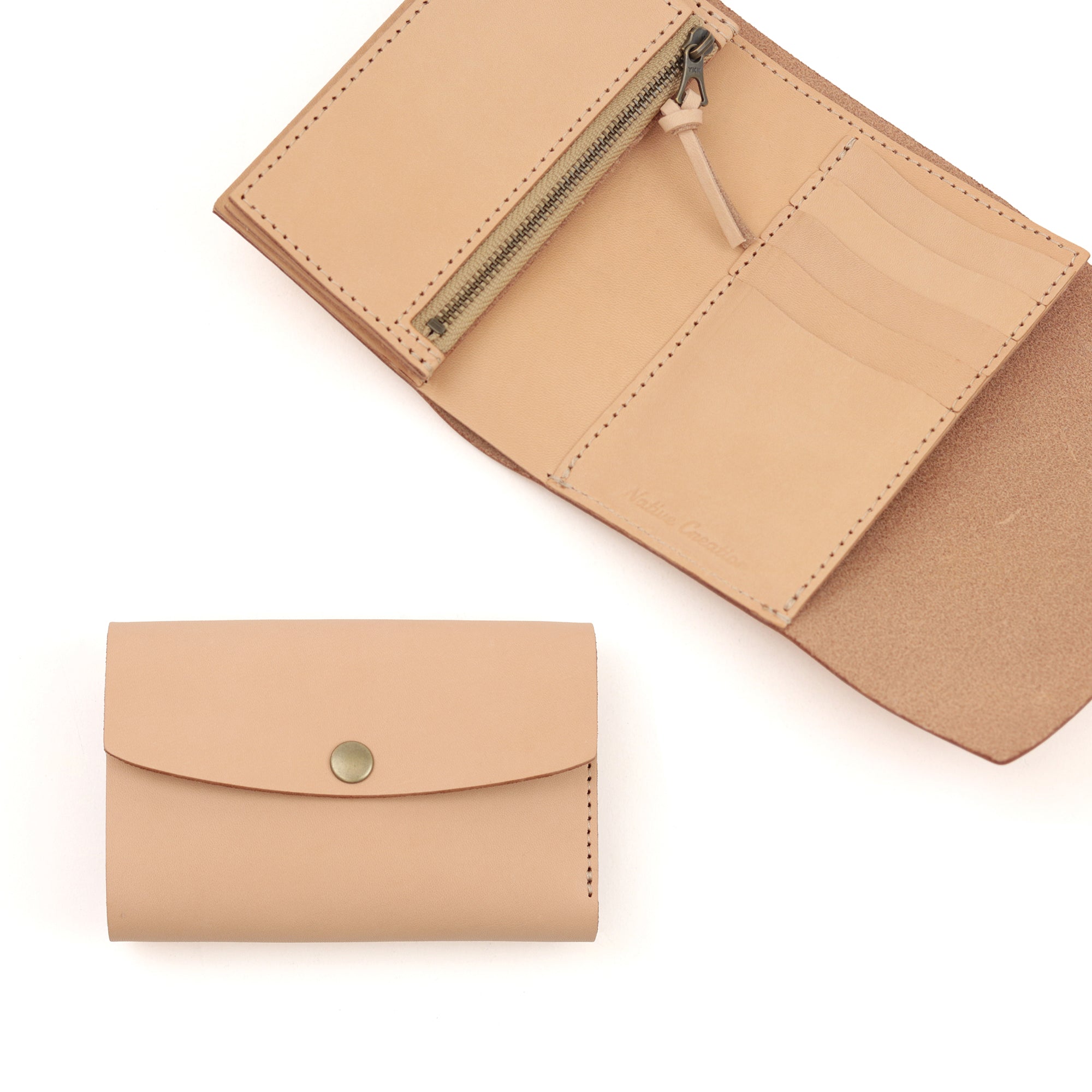 Natural leather tri-fold wallet NC3736-NTR