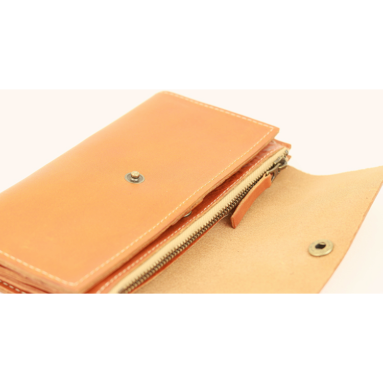 Soft Shrink Oil Leather Tri-Fold Long Wallet NC3738 