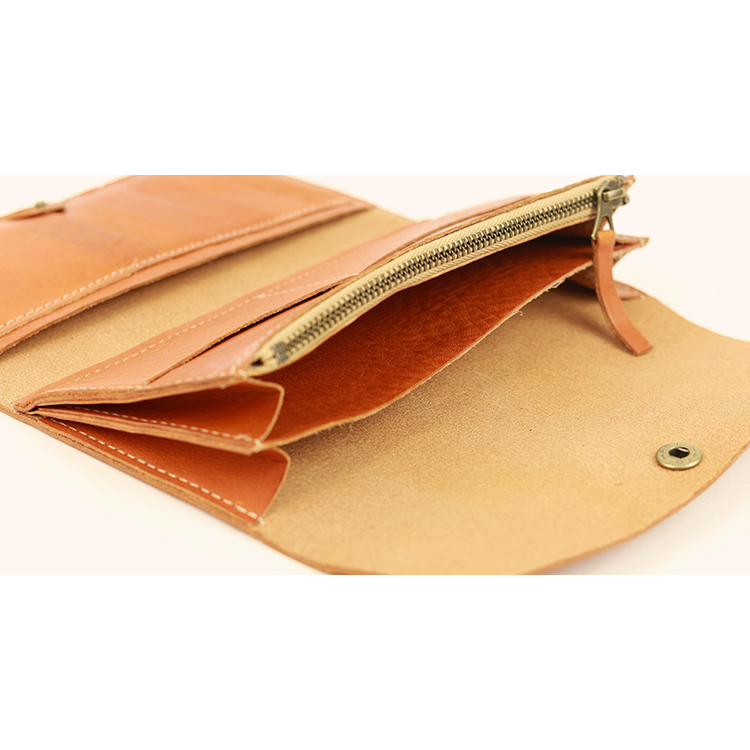 Soft Shrink Oil Leather Tri-Fold Long Wallet NC3738 