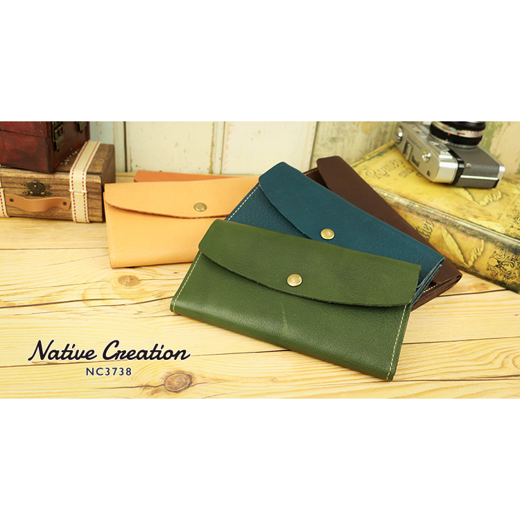 Soft Shrink Oil Leather Tri-Fold Long Wallet NC3738 