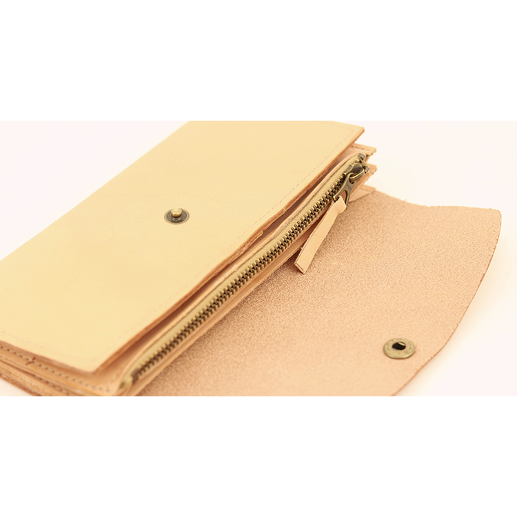 Natural leather tri-fold long wallet NC3738-NTR