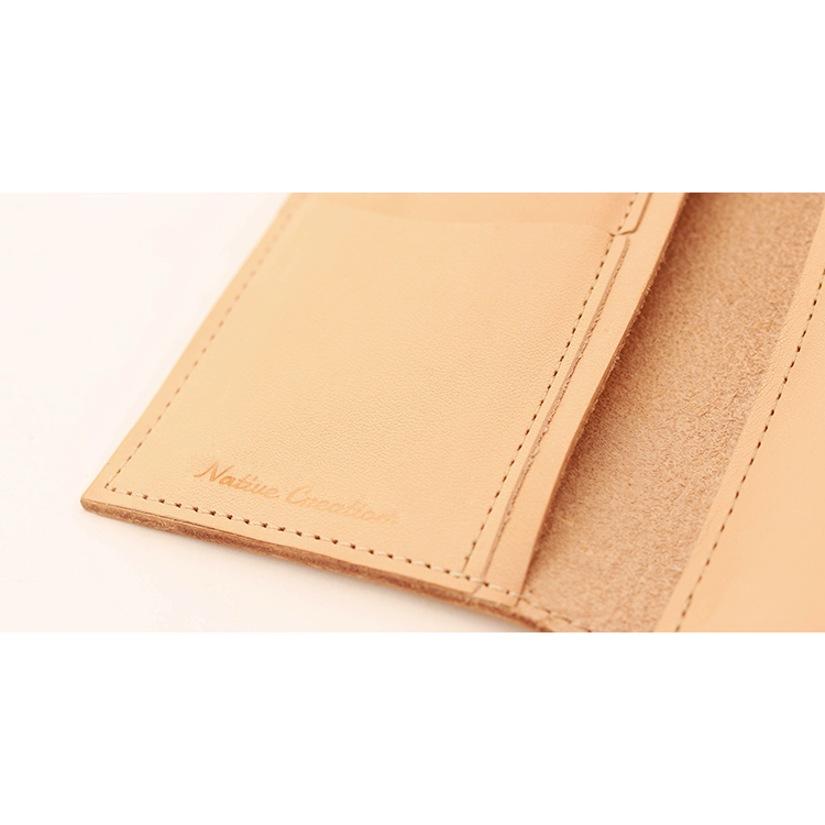 Natural leather tri-fold long wallet NC3738-NTR