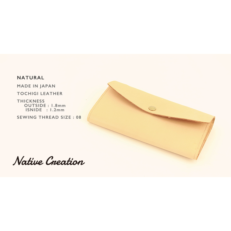 Natural leather tri-fold long wallet NC3738-NTR