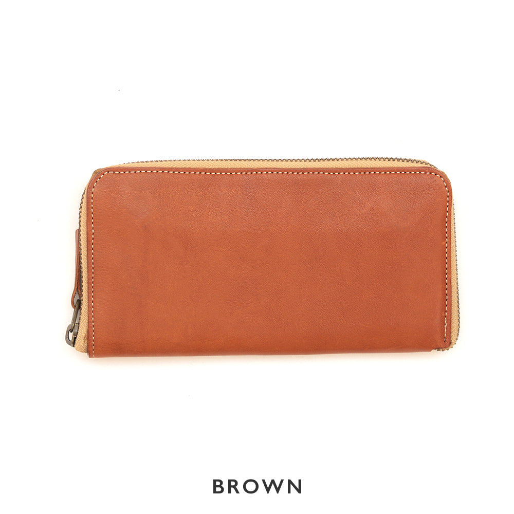 Soft Shrink Oil Leather Round Zipper Wallet NC3739