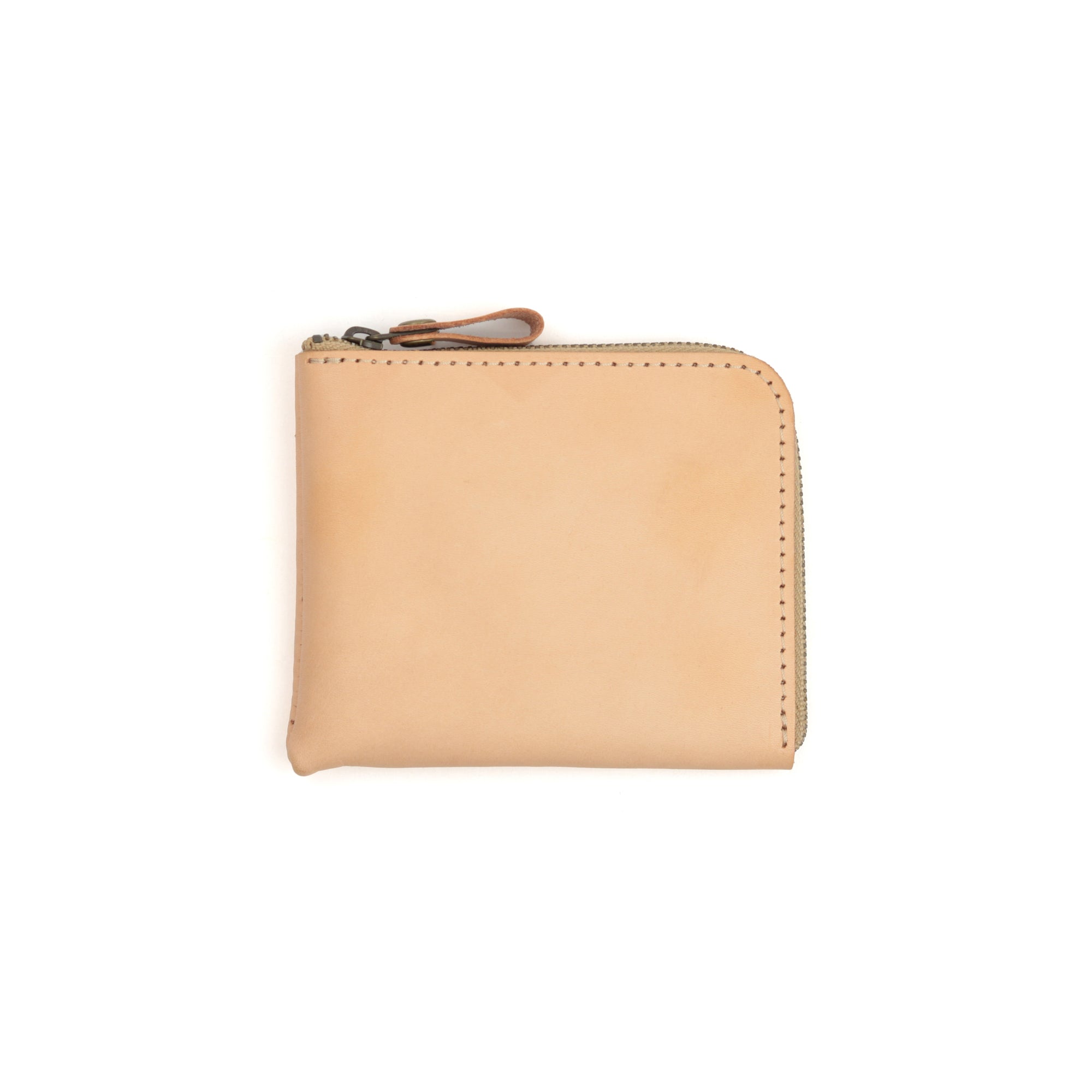 Natural leather L-shaped zipper slim mini wallet NC3746-NTR