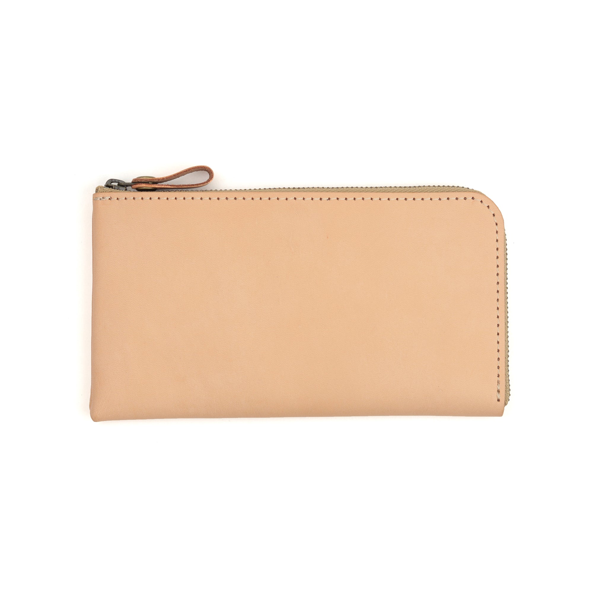 Natural leather L-shaped zipper thin long wallet NC3749-NTR