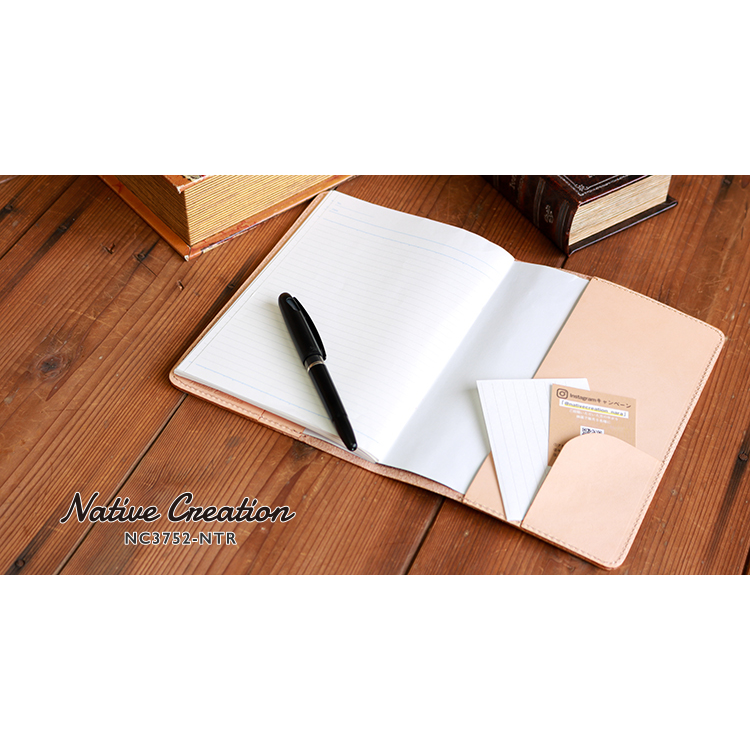 Natural leather notebook cover A5 size NC3752-NTR