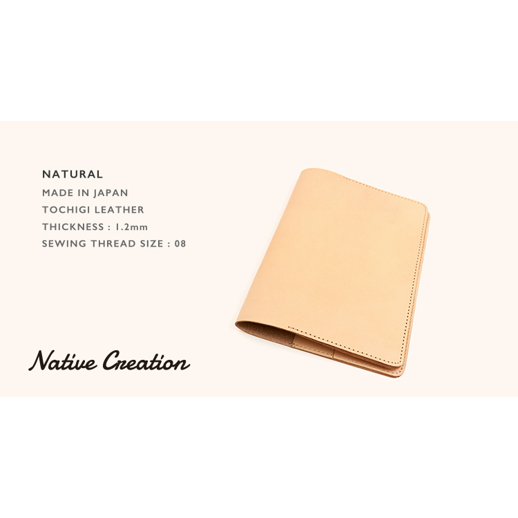 Natural leather notebook cover A5 size NC3752-NTR