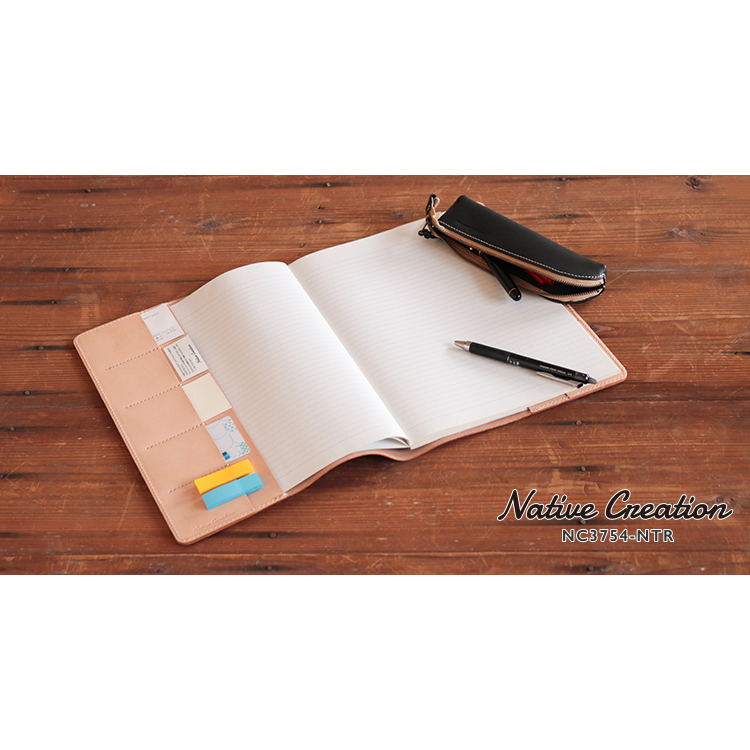 Natural leather notebook cover A4 size NC3754-NTR