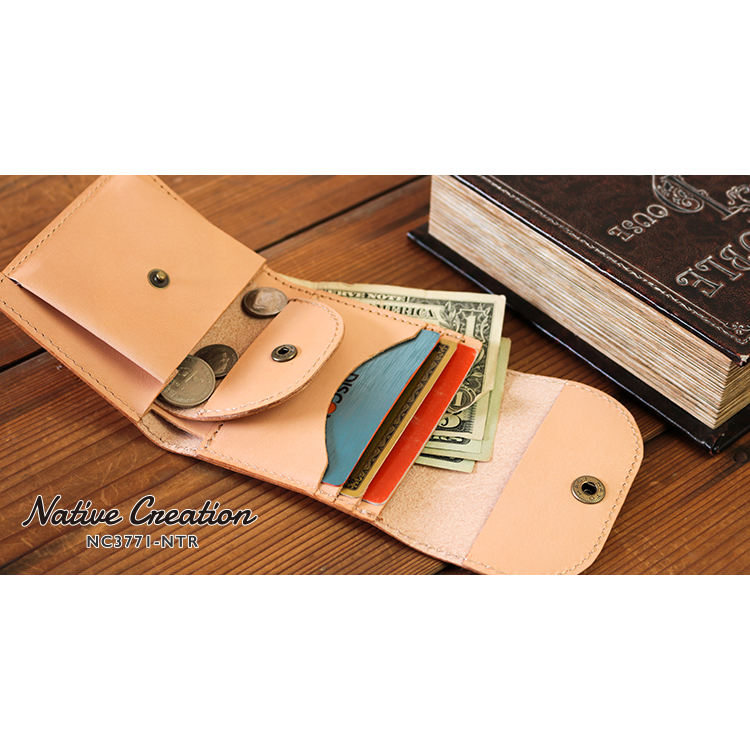 Natural leather compact wallet NC3771-NTR