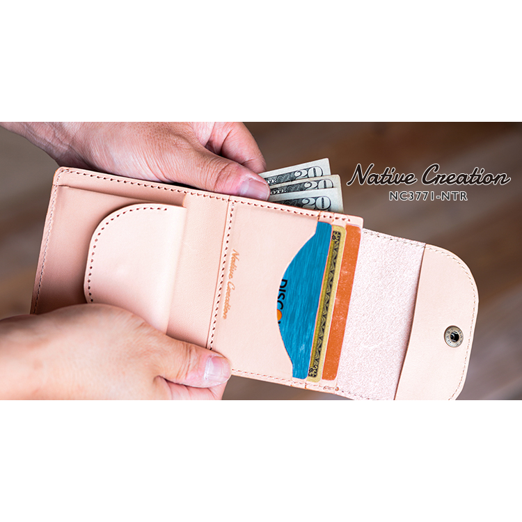 Natural leather compact wallet NC3771-NTR