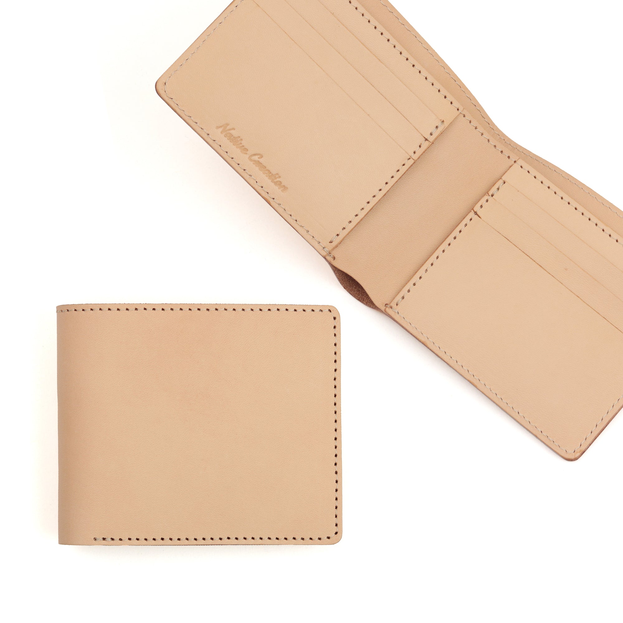 Natural leather bi-fold wallet (for cards and bills) NC3772-NTR