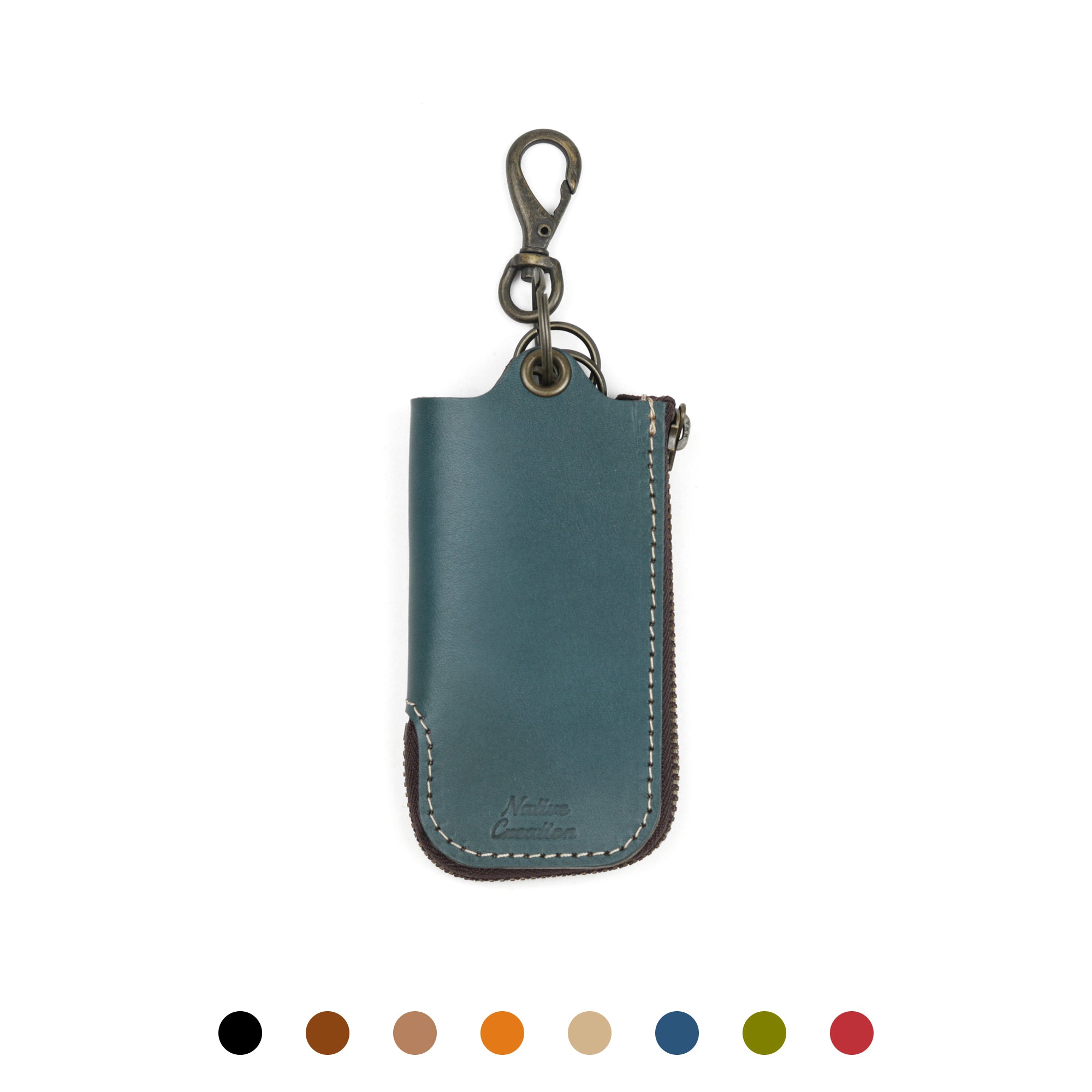 Genuine leather round zipper key case NC3779